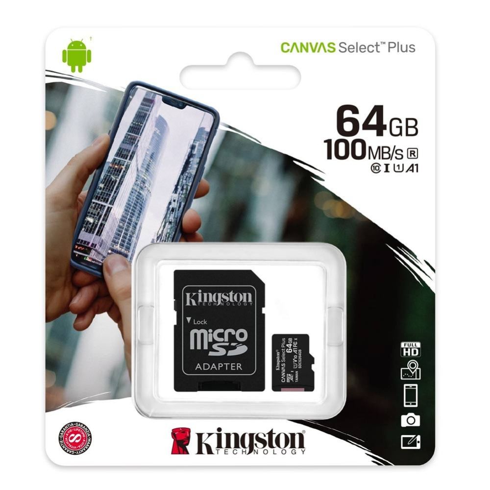 Memoria Micro SD 64GB 100MB/s Kingston Canvas Select
