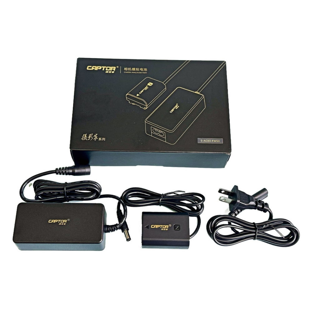 Adaptador de Corriente y Batería Dummy Captor NP-FW50 para Sony