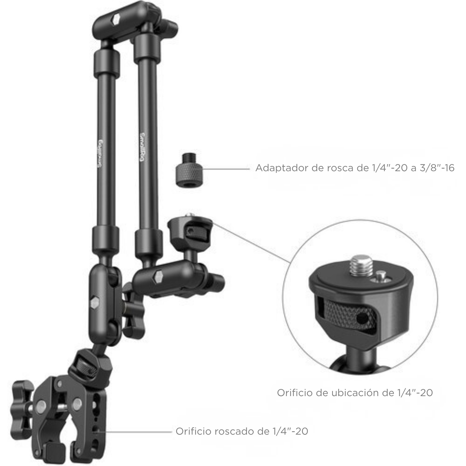 Brazo Articulado de Escritorio SmallRig con Abrazadera Tipo Cangrejo para Cámara, Celular y Micrófono