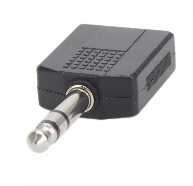 Adaptador de 6.5mm stereo a dos 6.5mm stereo para audifonos