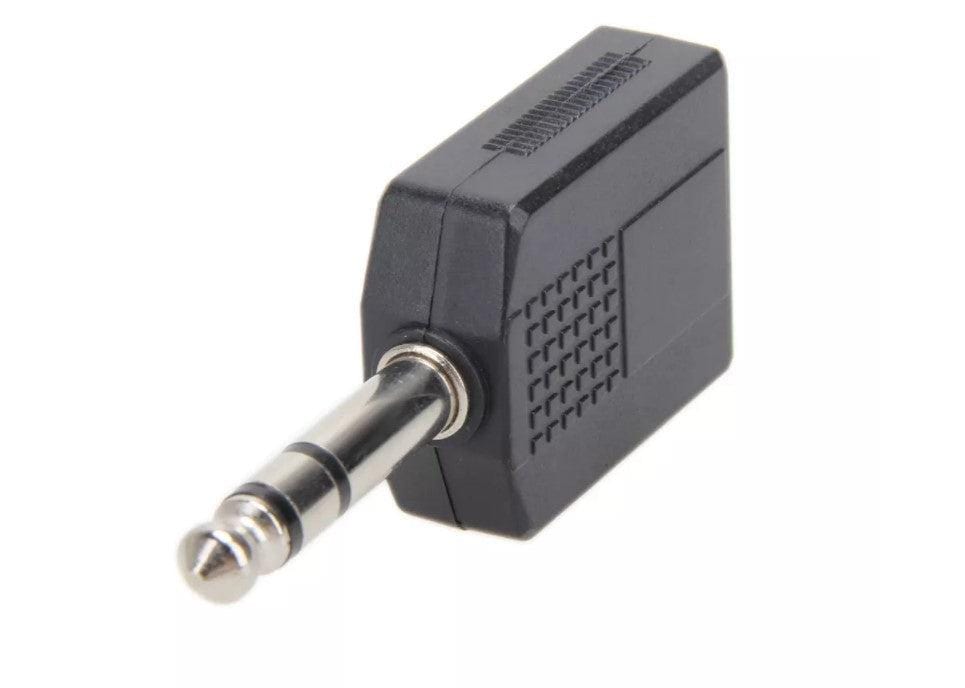 Adaptador de 6.5mm stereo a dos 6.5mm stereo para audifonos