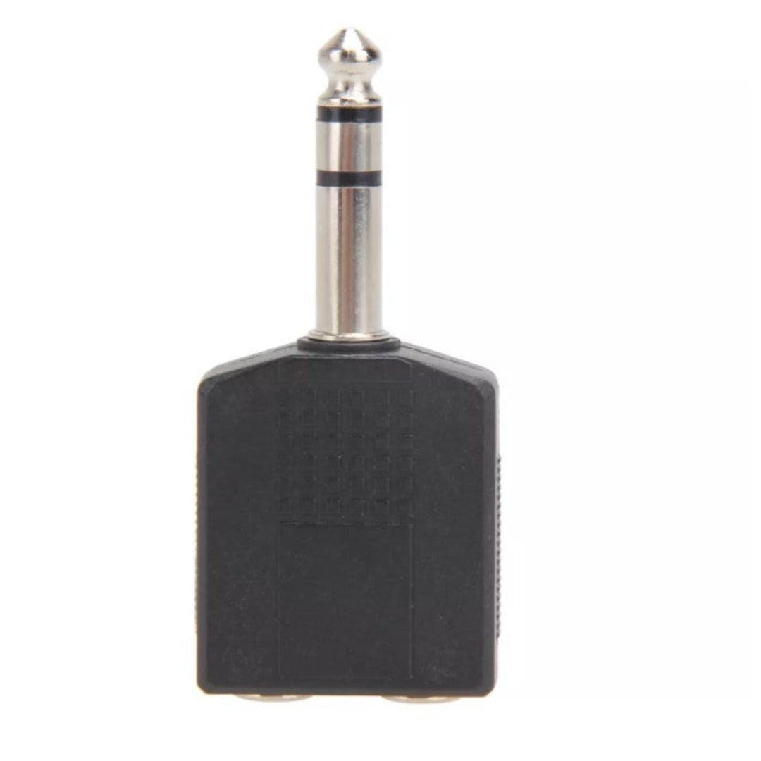 Adaptador de 6.5mm stereo a dos 6.5mm stereo para audifonos