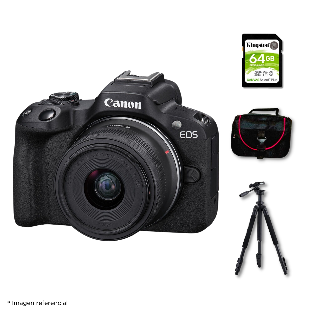 Cámara Mirrorless EOS R50 + Lente RF S 18-45mm f/4.5-6.3 IS STM