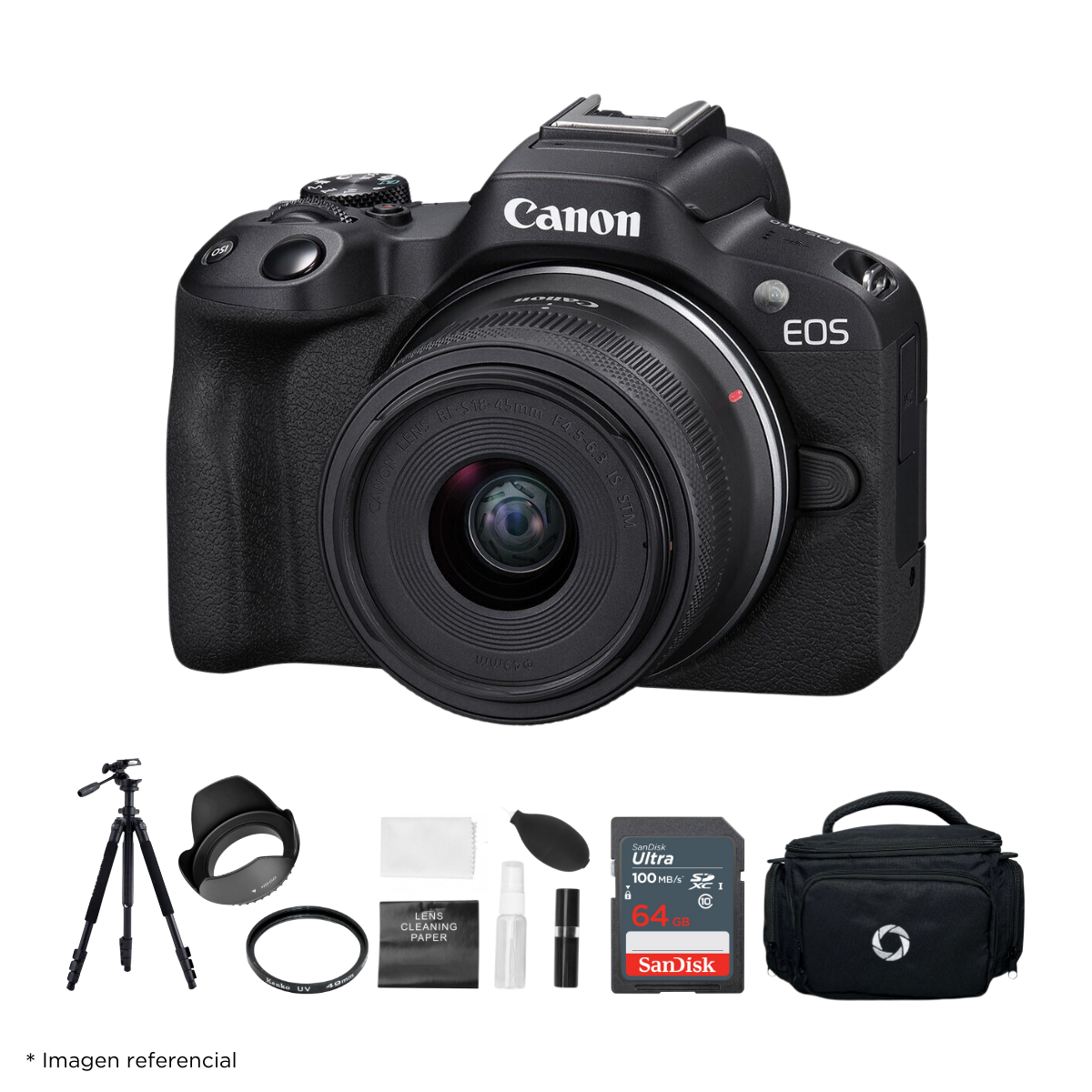 Cámara Mirrorless EOS R50 + Lente RF S 18-45mm f/4.5-6.3 IS STM