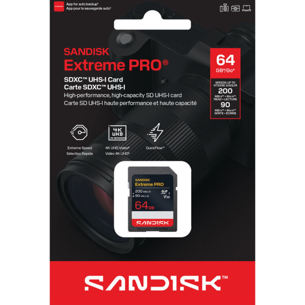 Memoria SD SanDisk Extreme PRO 64GB V30 UHS-I 200MB/s 4K