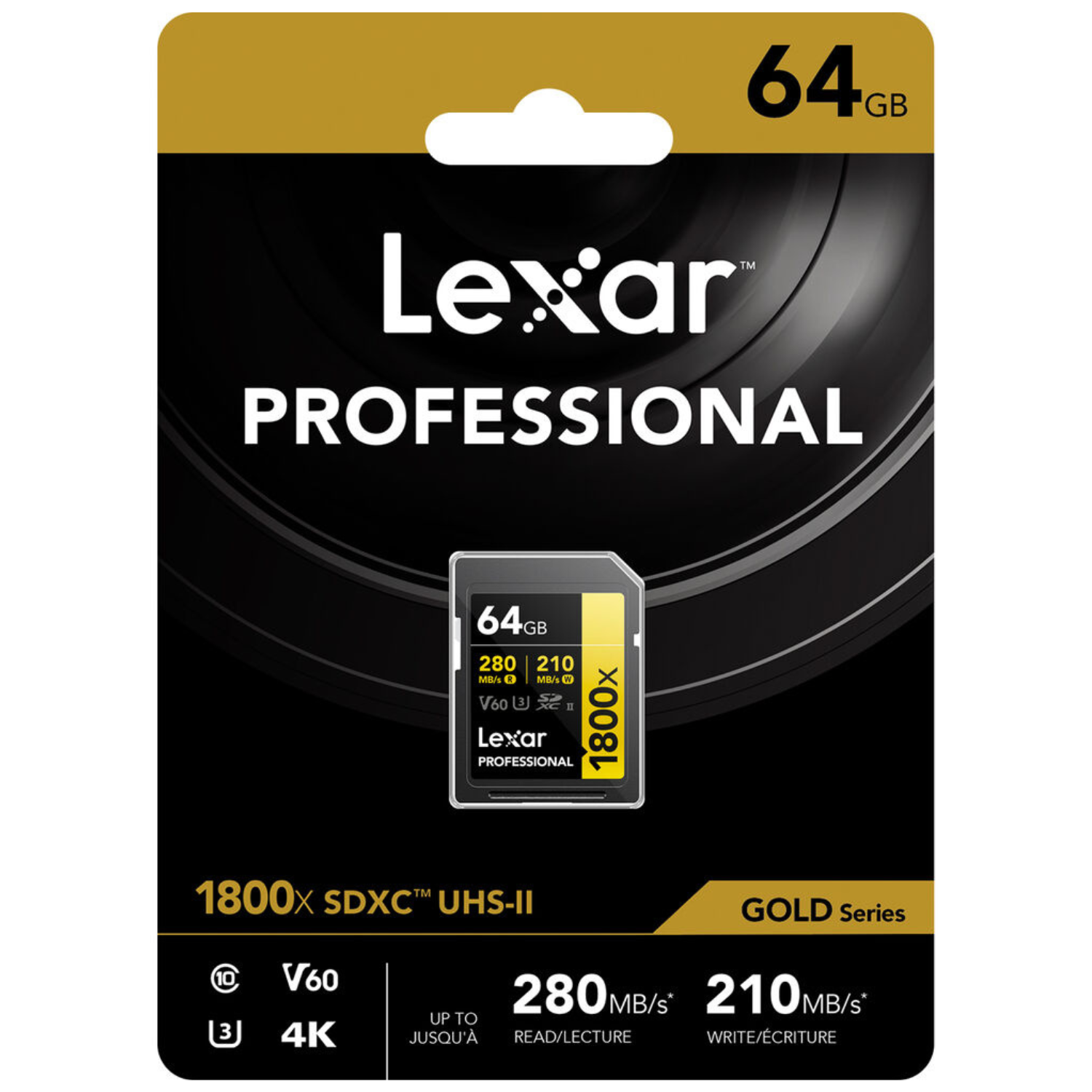 Memoria SDXC U3 V60 Lexar Professional 64GB - W:210MB/s -R:280MB/s 1800x