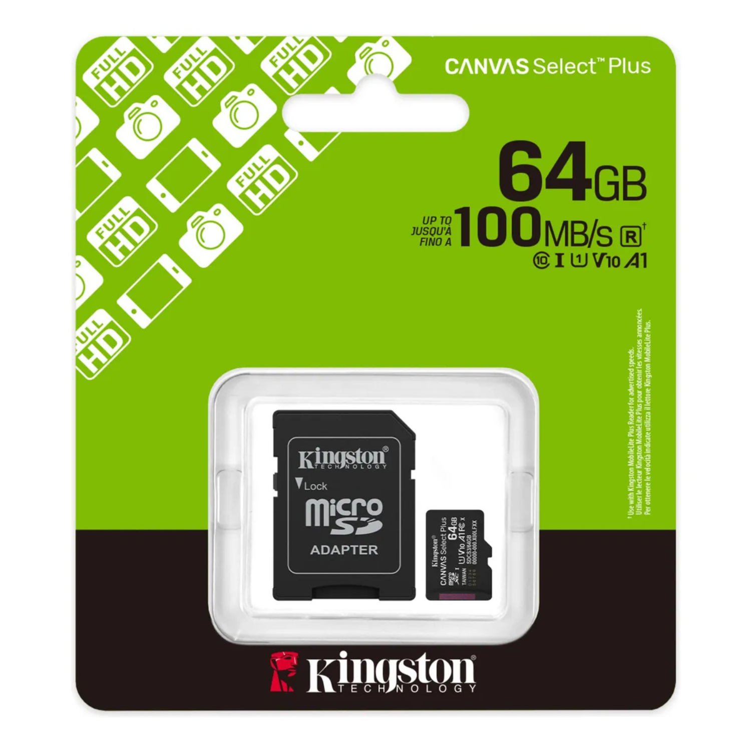 Memoria Micro SD 64GB 100MB/s Kingston Canvas Select