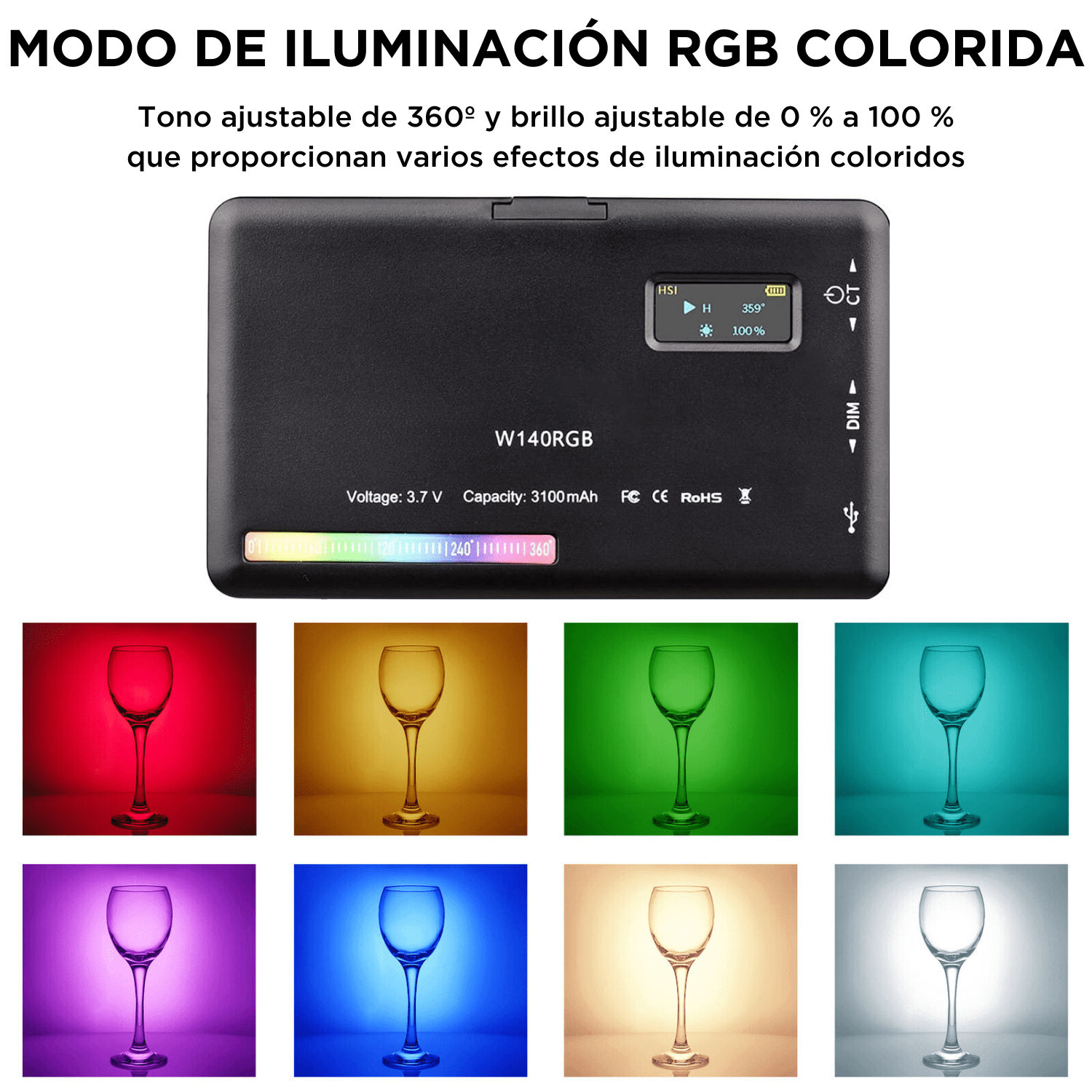 Kit Vlogger - Luz LED Portátil RGB