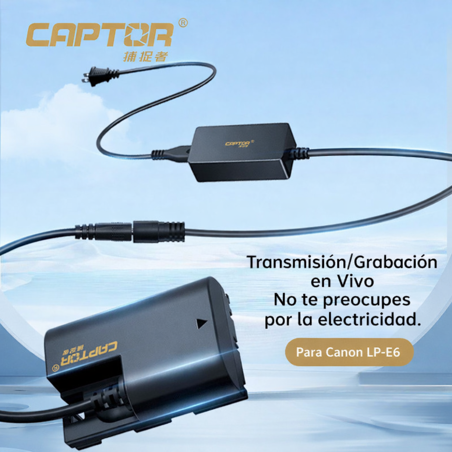 Adaptador de Corriente y Batería Dummy Captor para ACK E6