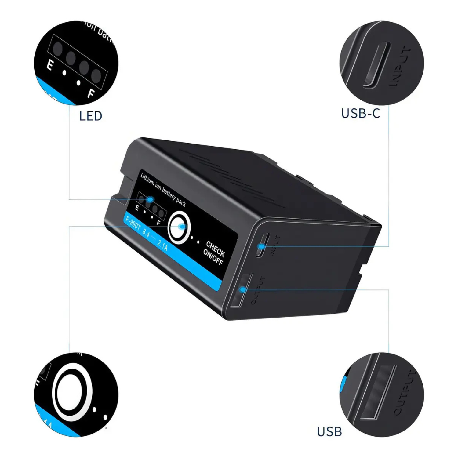 Batería Recargable FB NP-F990 con Puerto USB-C