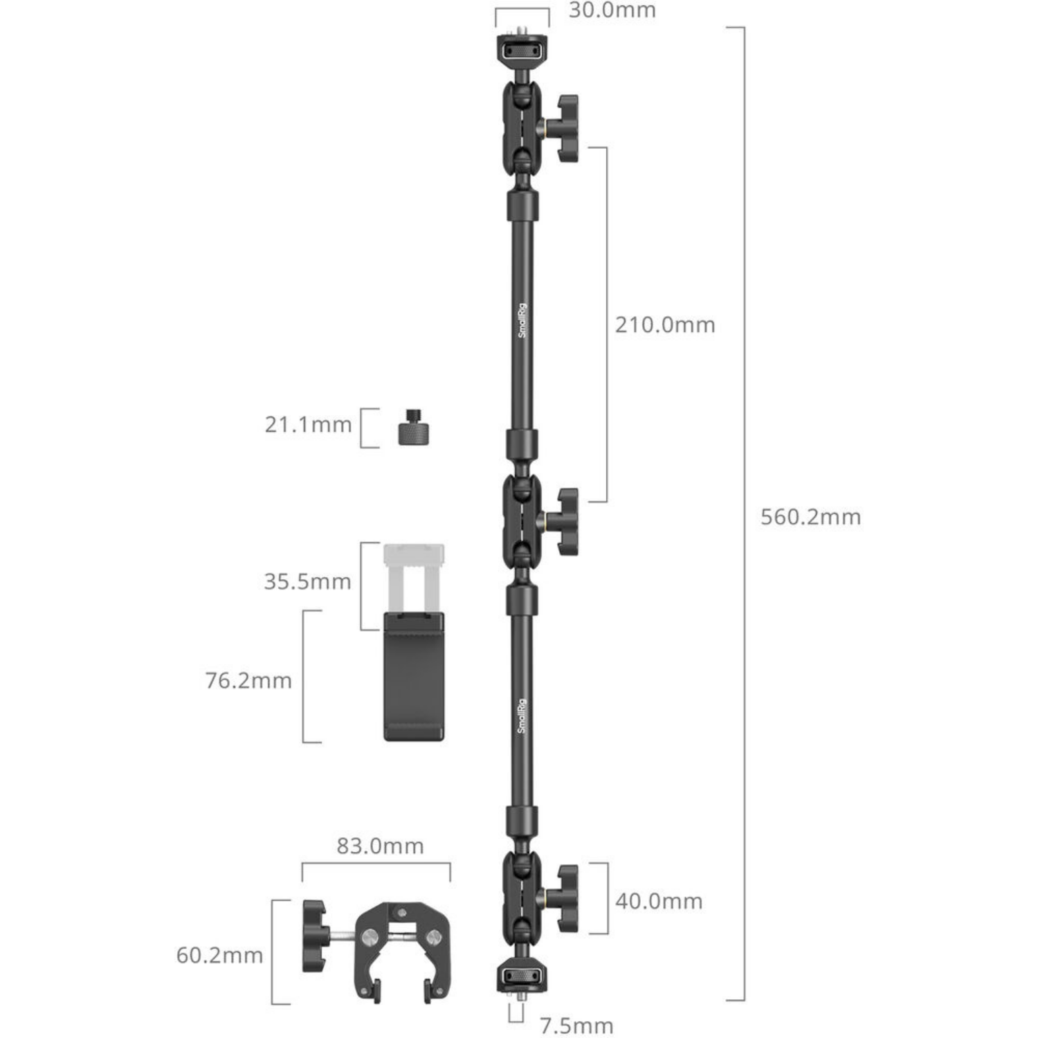 Brazo Articulado de Escritorio SmallRig con Abrazadera Tipo Cangrejo para Cámara, Celular y Micrófono