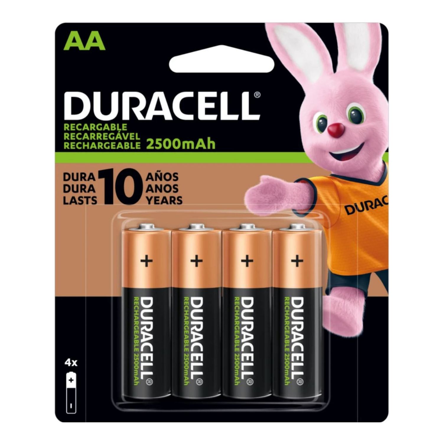 Caja de 48 unid de Pilas Recargables Duracell AA de 2500 mAh