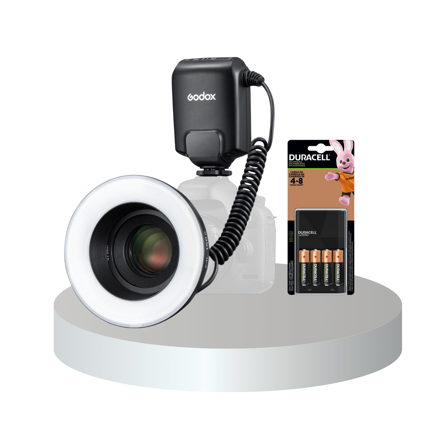 Ring Flash Godox ML-150 II y Pilas Recargables Duracell + Cargador