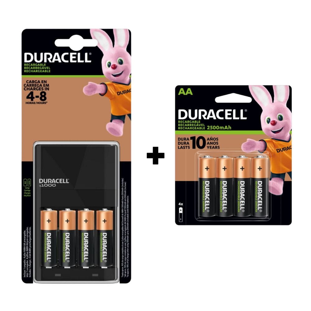 Kit Pilas Recargables 2500 mAh +Cargador + 4 pilas recargables AA