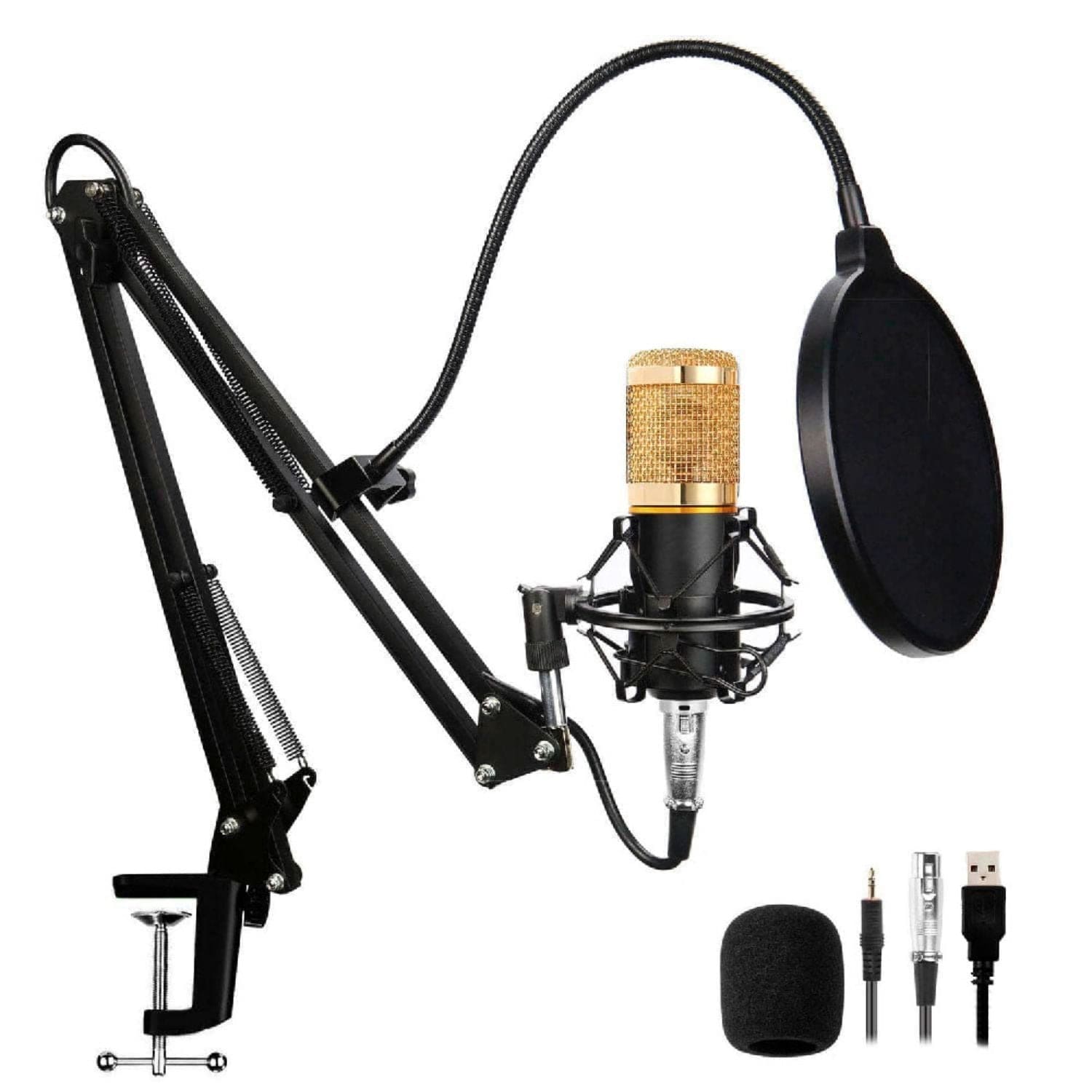 Kit de Micrófono condensador ZingYou BM-800 (Dorado)