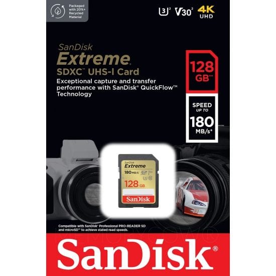 Memoria SD Sandisk Extreme 180mb/s 128gb