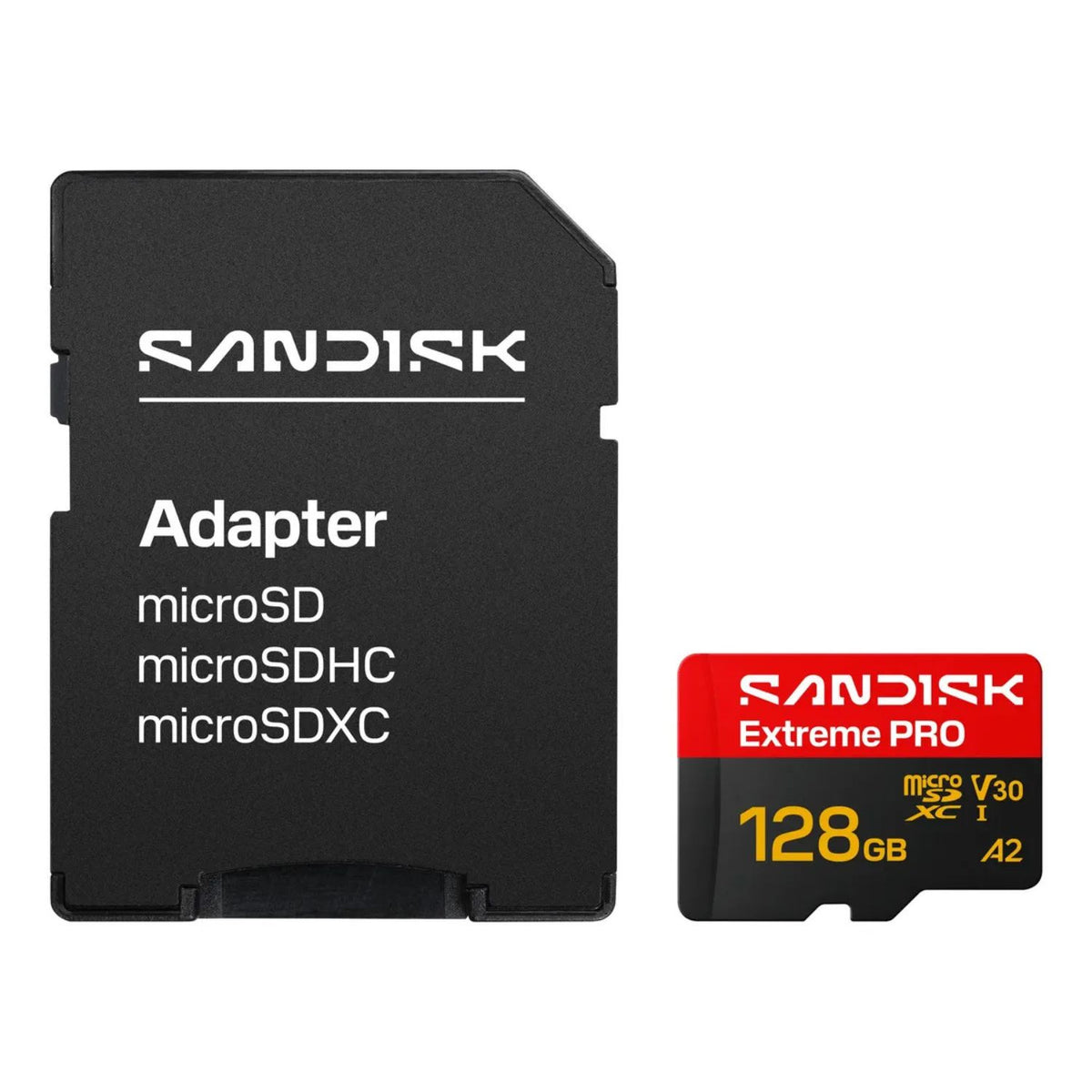 Memoria MicroSD SanDisk Extreme PRO 128GB V30 U3 UHS-I A2 R:250MB/s 4K con adaptador SD