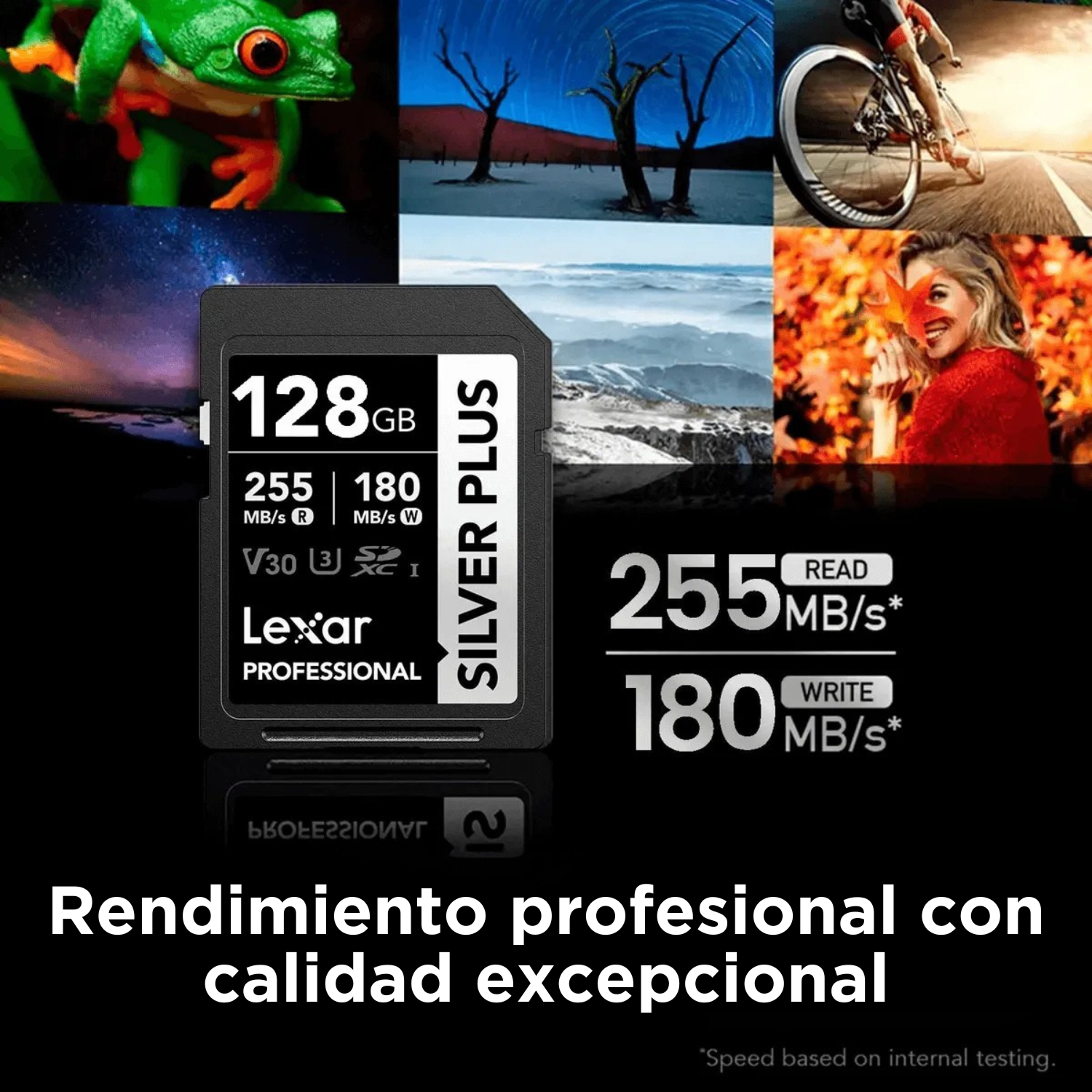 Memoria SDXC U3 V30 Lexar Professional 128GB - W:180MB/s -R:255MB/s SILVER PLUS