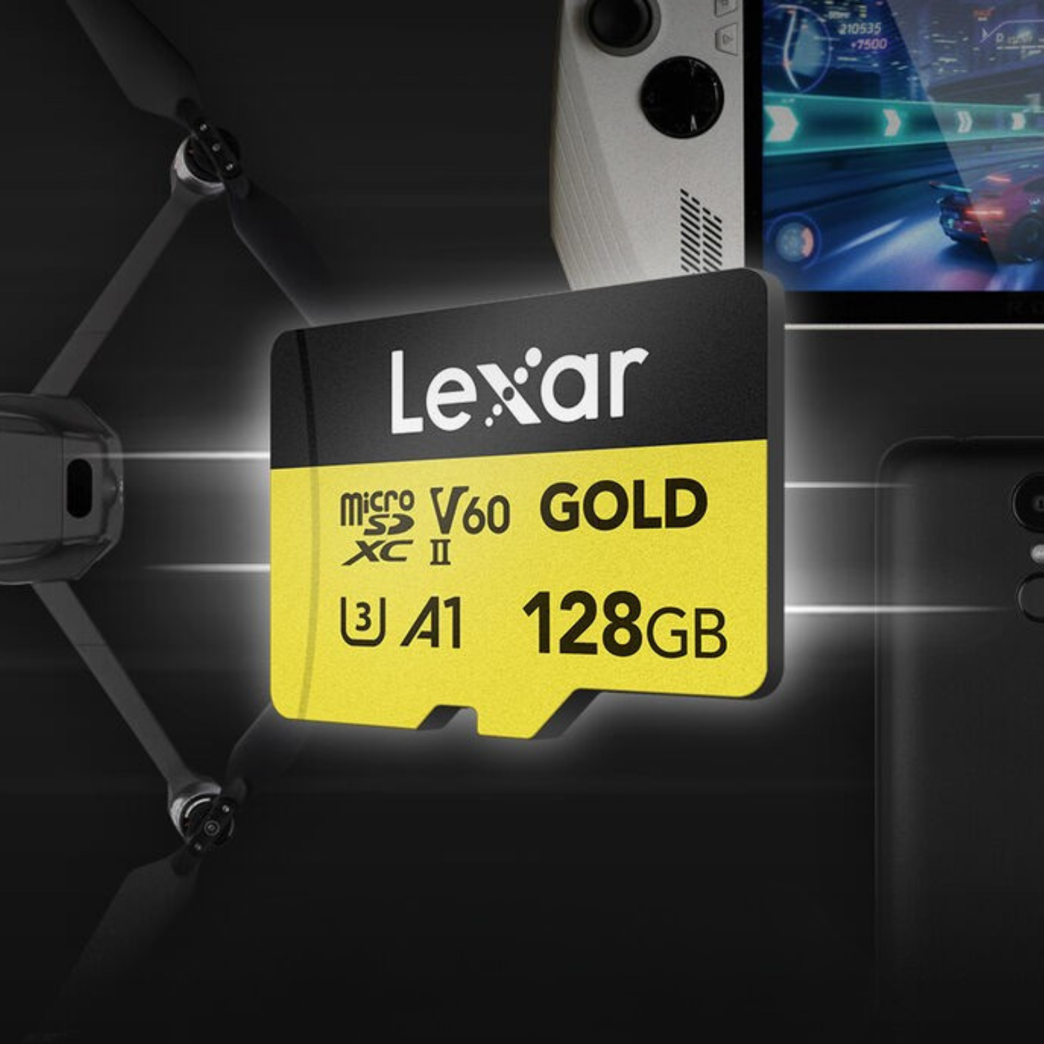 Memoria Micro SDXC U3 V60 Lexar Professional 128GB - W:100MB/s -R:280MB/s GOLD