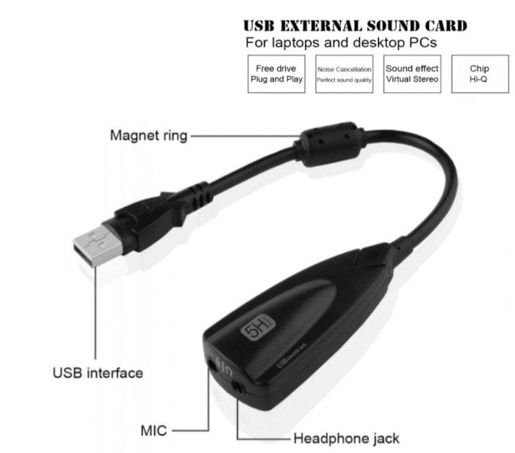 Tarjeta de sonido USB 2.0 Steel Sound 7.1 5hv2